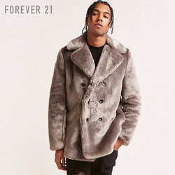 Forever 21男士仿皮草长袖大衣外套