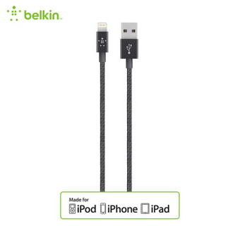  belkin 贝尔金 苹果 MFi认证 尼龙编织充电线 (黑色、1.2m)