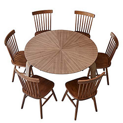 百伽 马来西亚原装进口餐桌椅组合 实木 一桌六椅