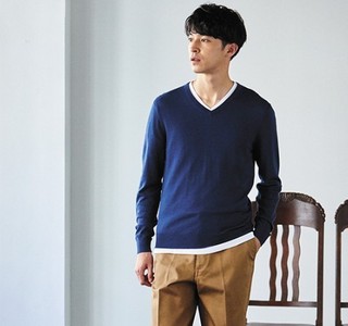 UNIQLO 优衣库 409171 男士美丽奴V领针织衫