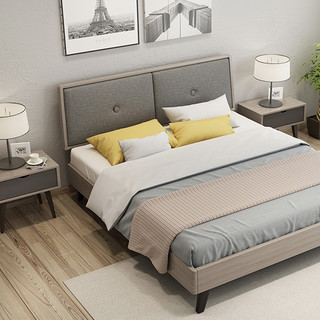 拉斐曼尼 BSA006 北欧日式风格实木床 （1.8米床+床头柜+床垫) 