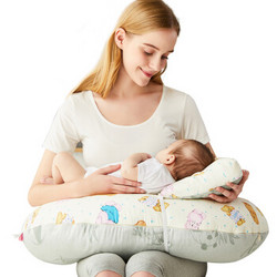 乐孕 竹纤维+棉 升级版多功能哺乳枕喂奶枕婴儿学坐枕 ly805s-d 小熊印花 均码(60*48cm) *2件