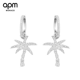 APM Monaco 银镶晶钻棕榈树造型耳环