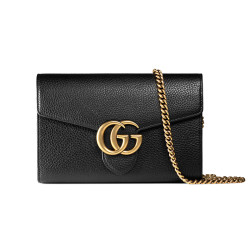 GUCCI 古驰 GG Marmont系列 女士双G金色搭扣单肩链条包