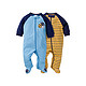 Gerber Childrenswear 嘉宝 3-9月 2件套拉链蓝色黄色条纹长袖连体衣 *5件