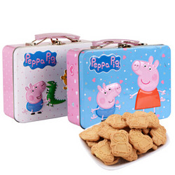 小猪佩奇 Peppa Pig 手提铁盒 曲奇饼干礼盒 宝宝零辅食 卡通儿童年货礼盒 120g 颜色随机发货 *6件