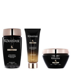  KÉRASTASE 卡诗 黑钻凝时鱼子酱套装（洗发水+250ml+去角质200ml+发膜200ml）