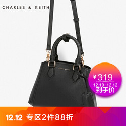 CHARLES&KEITH 女包CK2-50780349欧美时尚百搭单肩包斜挎包手提包 黑色