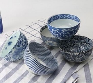 MINOYAKI 美浓烧 青花手绘系列 餐具 5件套