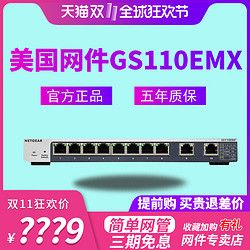 NETGEAR美国网件 GS110EMX简单监控网管交换机 8口千兆+2口万兆