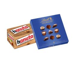 FERRERO ROCHER 费列罗 Hanuta金莎榛子巧克力夹心威化饼 220g+Lindt 瑞士莲 迷你果仁什锦巧克力礼盒装 44g