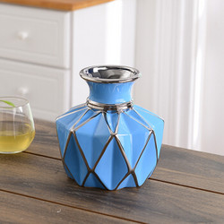 Hoatai Ceramic 华达泰陶瓷 创意陶瓷插花花瓶摆件  矮款蓝