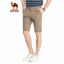 骆驼男装时尚直筒纯色 棉休闲短裤五分裤子 SV8412052 卡其33