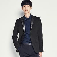 太平鸟男装秋冬新品男士韩版羊毛修身西服外套 XXL 黑色