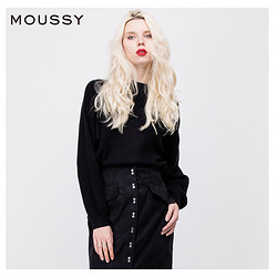 MOUSSY 新品圆领打底插肩袖宽松针织衫上衣女028BSE70-0040