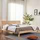 A家家具 床 双人床北欧日式白蜡木实木床卧室家具 架子床 1.8米床+床垫*1 BA007-180