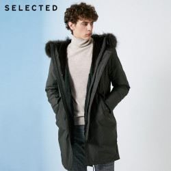 聚SELECTED思莱德冬新款男鸭绒貉子毛领中长款羽绒服S|418412571
