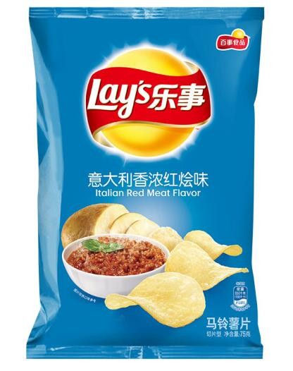乐事lays 薯片意大利香浓红烩味75克 *2件