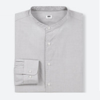  UNIQLO 优衣库 409282 男士优质长绒棉立领衬衫 (XL、海蓝色)