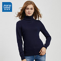 JEANSWEST 真维斯 JE-84-293101 女士高领修身纯色毛衣 (中黄、xxl)