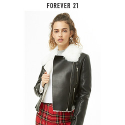 Forever21 2018新款女士毛皮衬里人造皮夹克