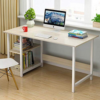 家用带书柜电脑桌寝室双层书架台式书桌(枫樱木色, 100cm)