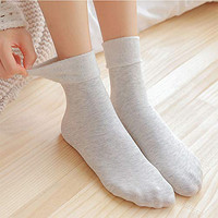 SOBO 袜子 棉竖条加绒加厚中筒袜 雪地短袜 女士地板袜 冬季居家保暖袜