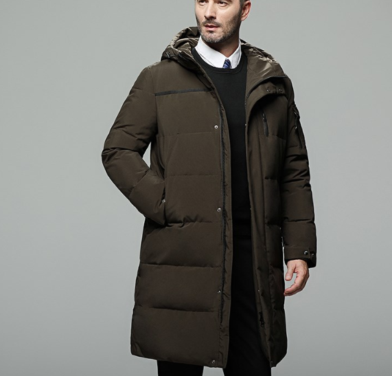 nian jeep 吉普盾 ms866 男士长款白鸭绒羽绒大衣