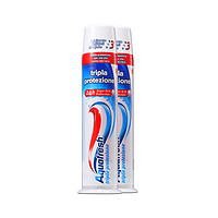 Aquafresh 直立式三色立体牙膏 100ml 2支装 *3件
