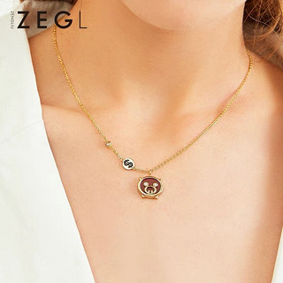 ZEGL 福气小猪系列 925银+红玛瑙项链