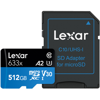 Lexar 雷克沙 633x MicroSDXC UHS-I U3 A2 TF存储卡 512GB