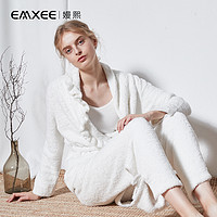 EMXEE 嫚熙冬季加厚加绒棉质简约长款睡袍