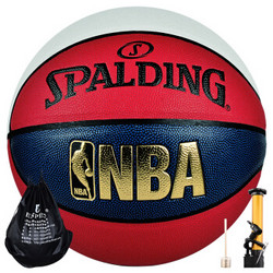 斯伯丁 SPALDING NBA经典彩色篮球 室内外比赛掌控PU蓝球 74-655Y