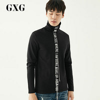 GXG T恤男装 冬季新品男士韩版潮流黑色休闲修身高领T恤