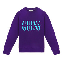  GUESS × STEREO VINYLS联名 中性款大字母LOGO圆领卫衣