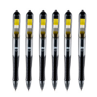 3M 695-BK 标签中性笔 0.5mm 6支装 黑色笔 黄色标签 *3件