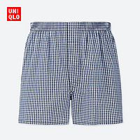 UNIQLO 优衣库 412796 男士格子平脚短裤 (L、藏青色)