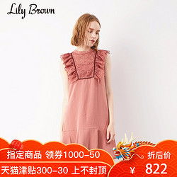 Lily Brown2018秋冬新品 甜美蕾丝钩花小飞袖连衣裙 LWFO184020