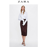 ZARA 09878170700 女士褶皱设计侧开叉半身裙