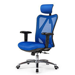 sihoo 西昊 人体工学电脑椅家用网椅升降椅护腰椅办公椅子M18蓝色-铝合金椅脚-升降PU扶手