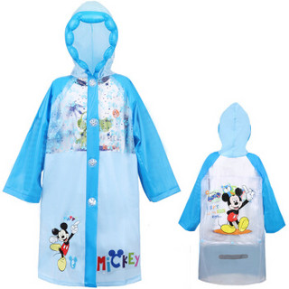 迪士尼 Disney 儿童雨衣 男童女童雨披带书包位加厚卡通小学生雨衣1007 米奇蓝XL