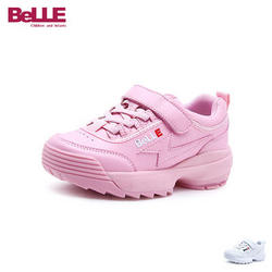 百丽Belle童鞋儿童纯色运动鞋复古时尚女童学生鞋透气防滑休闲鞋跑步鞋（9-15岁可选）DE0878