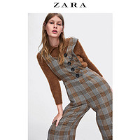 ZARA 新款 女装 纽扣饰格子背带裤 03564451170