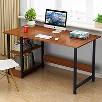 家用带书柜电脑桌寝室双层书架台式写字桌 (古檀木色, 100cm（宽度40高度72）)