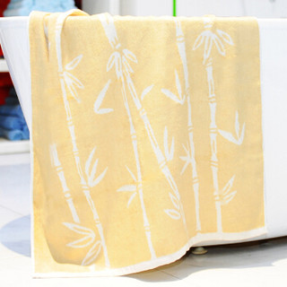 竹之锦 竹浆纤维加厚大浴巾 黄色 450g/条 70*140cm *2件