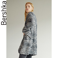 Bershka女士 冬装新款动物斑纹中长款西装领大衣外套 06530190802