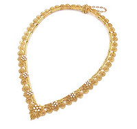“花丝带蕾丝”纯银和 24K 金项链，Heritage Museum Jewelry 仿制.