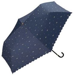 日本进口wpc雨伞太阳伞遮阳遮光遮热折叠晴雨两用伞 遮光配饰蝴蝶结款 801-945深蓝 *2件