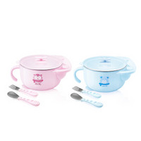 子初 儿童保温餐具套装 儿童碗勺叉三件套 粉色 *3件