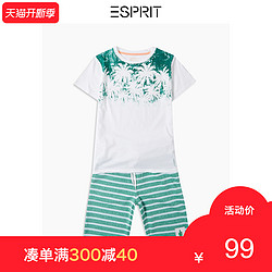 ESPRIT男童简约休闲贴布图案系带针织条纹短裤-DK6C0780